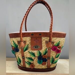 Patricia Nash Artisan Straw Levantine Floral Market Tote
